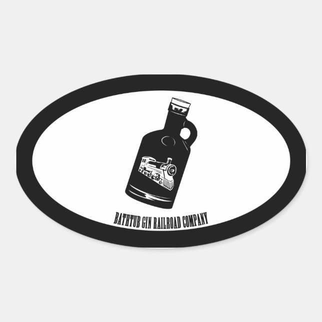 Bathtub Gin Railroad Company Oval Bottle 2 Oval Sticker (Front)