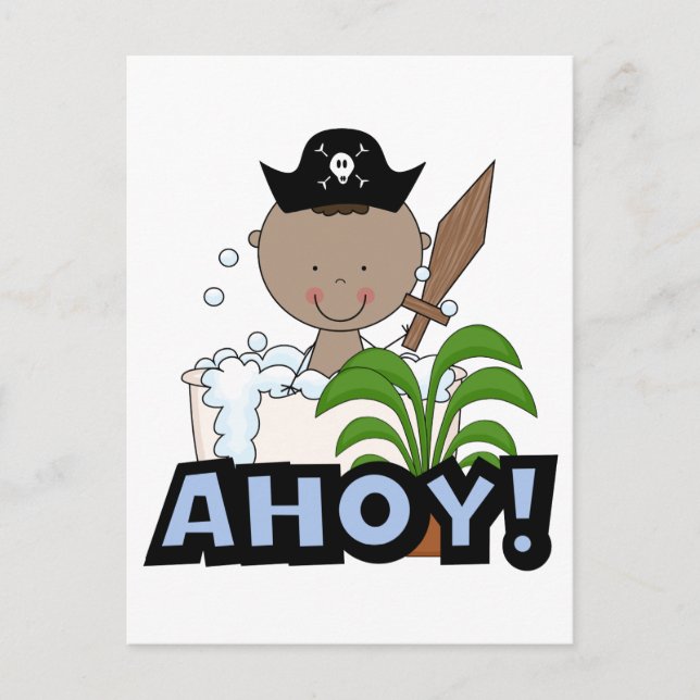 Bathtub Pirates - African American Boy Postcard (Front)