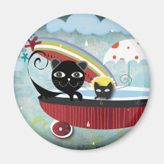 Bathtub Rain Cat Baby We are Safe Magnet