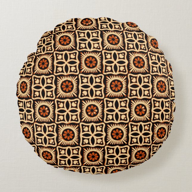 Batik abstract, seamless textile pattern. round cushion (Front)