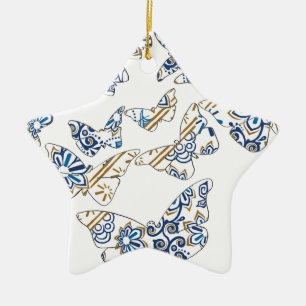 batik and butterfly no.4 ceramic tree decoration