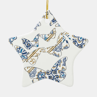 batik and butterfly no.4 ceramic tree decoration