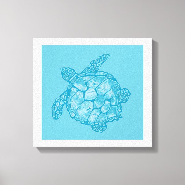 Batik Blue Sea Turtle Painting on Canvas Print (Front)