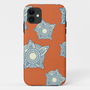 Batik boho chic girly tribal orange damask pattern iPhone 11 case