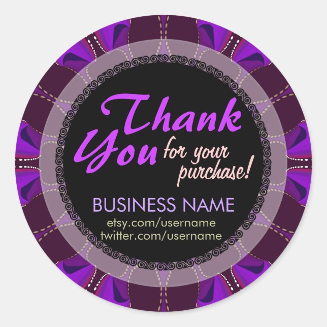 Batik Business Thank You Purple Sticker (Front)