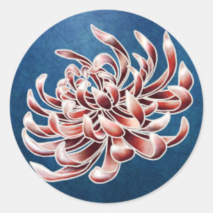 Batik Chrysanthemum Classic Round Sticker
