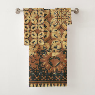 Batik Earthy Coffee Bean Elegant Rustic Rugged Bath Towel Set