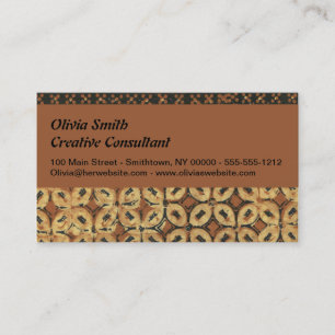 Batik Earthy Coffee Bean Elegant Rustic Rugged Business Card