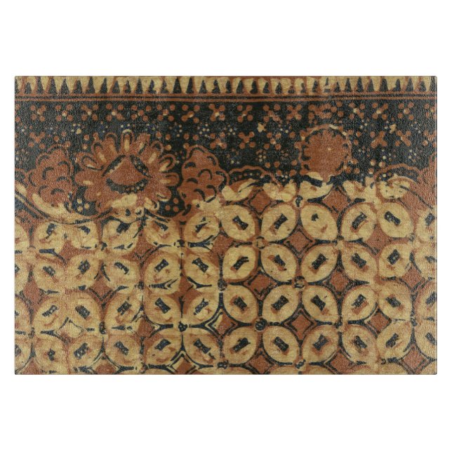 Batik Earthy Coffee Bean Elegant Rustic Rugged Cutting Board (Front)