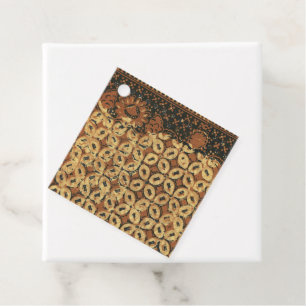 Batik Earthy Coffee Bean Elegant Rustic Rugged Favour Tags