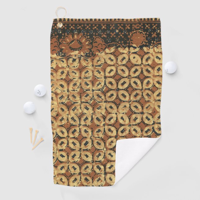 Batik Earthy Coffee Bean Elegant Rustic Rugged Golf Towel (InSitu)