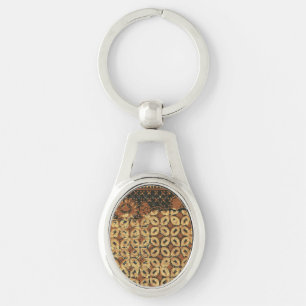Batik Earthy Coffee Bean Elegant Rustic Rugged Key Ring