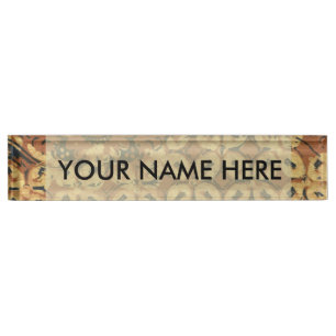 Batik Earthy Coffee Bean Elegant Rustic Rugged Nameplate