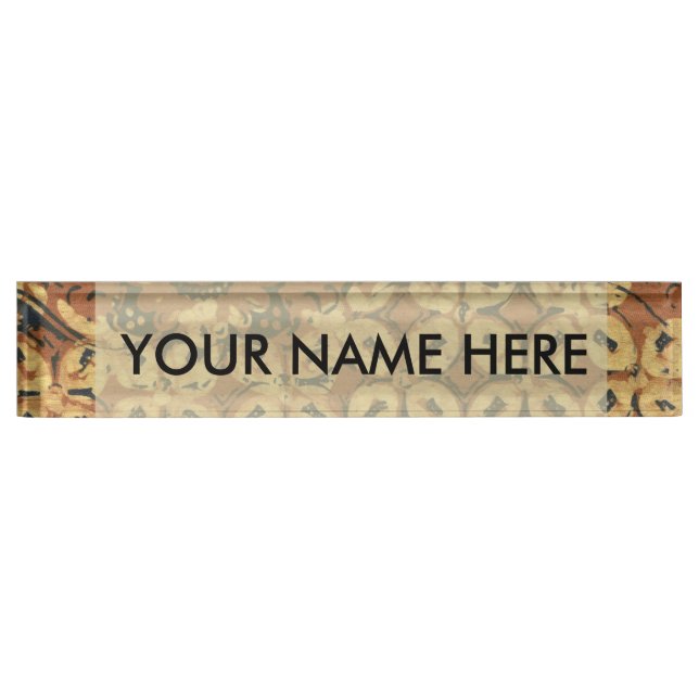 Batik Earthy Coffee Bean Elegant Rustic Rugged Nameplate (Front)