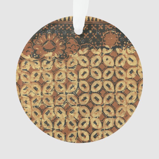 Batik Earthy Coffee Bean Elegant Rustic Rugged Ornament (Front)