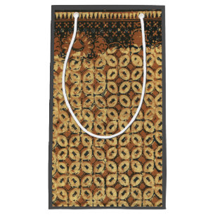 Batik Earthy Coffee Bean Elegant Rustic Rugged Small Gift Bag