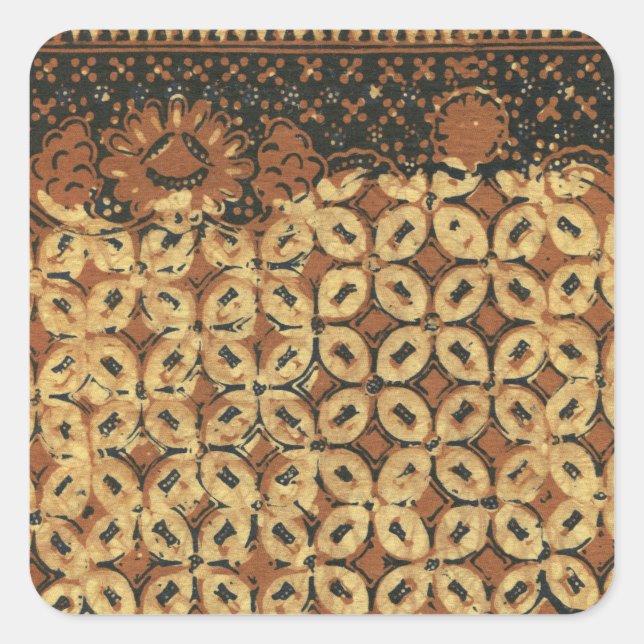 Batik Earthy Coffee Bean Elegant Rustic Rugged Square Sticker (Front)