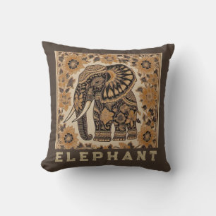 Batik Elephant Vintage Style Design, Retro  Cushion