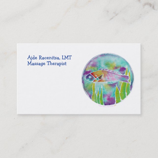 Batik Hinalea Hawaiian Wrasse Fish Batik Art Business Card (Front)