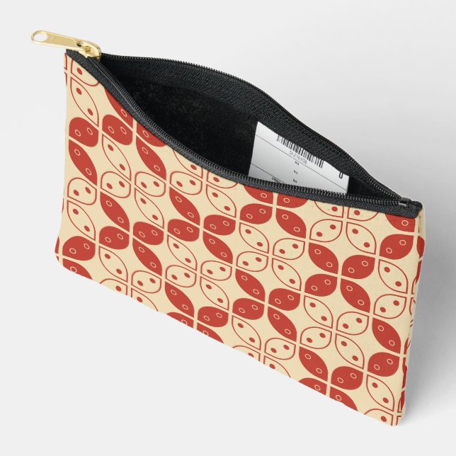 Batik Kawung, Indonesian Pattern, Javanese, Ethnic Accessory Pouch (Open)
