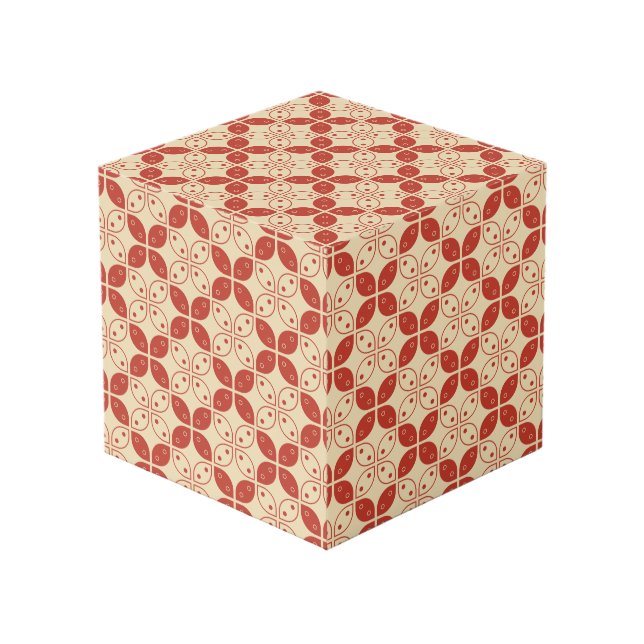 Batik Kawung, Indonesian Pattern, Javanese, Ethnic Cube (Front Angled)