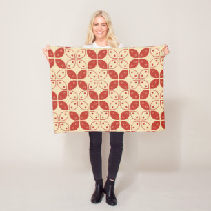 Batik Kawung, Indonesian Pattern, Javanese, Ethnic Fleece Blanket