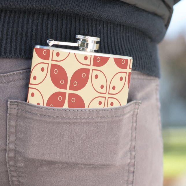 Batik Kawung, Indonesian Pattern, Javanese, Ethnic Hip Flask (In Situ)