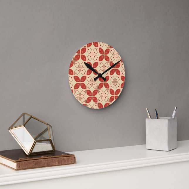 Batik Kawung, Indonesian Pattern, Javanese, Ethnic Round Clock (Office)