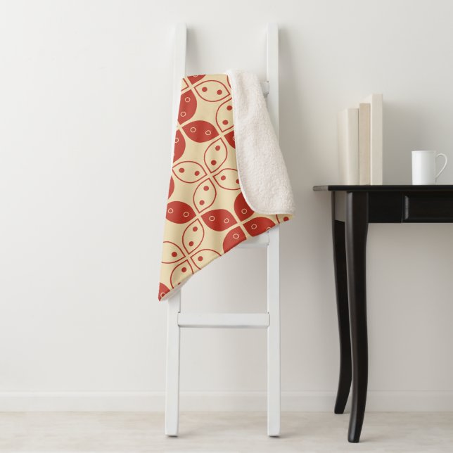 Batik Kawung, Indonesian Pattern, Javanese, Ethnic Sherpa Blanket (In Situ)