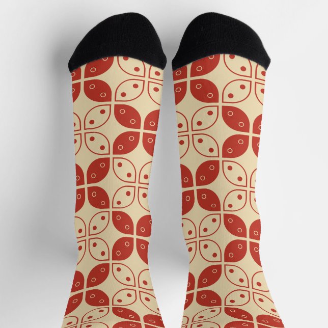 Batik Kawung, Indonesian Pattern, Javanese, Ethnic Socks (Top)