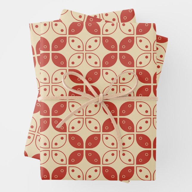 Batik Kawung, Indonesian Pattern, Javanese, Ethnic Wrapping Paper Sheet (In situ)