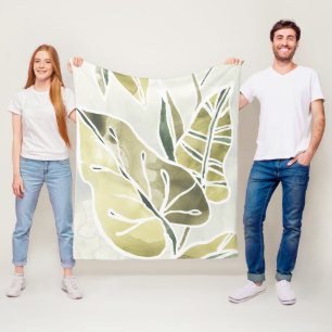 Batik Leaves Fleece Blanket