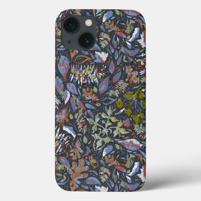 Batik Leaves Flowers Black Case-Mate iPhone Case (Back)