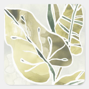 Batik Leaves Square Sticker