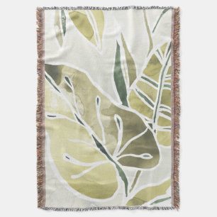 Batik Leaves Throw Blanket