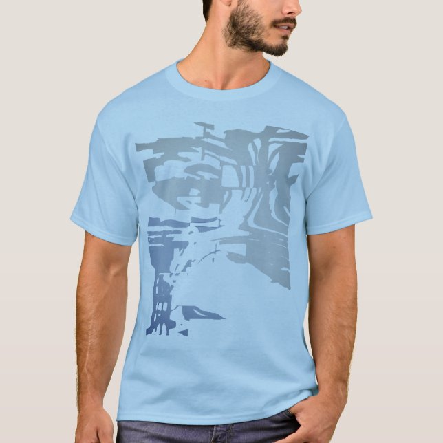 Batik-like Tropical Beachy Grey Slate Blue Pattern T-Shirt (Front)