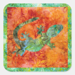 Batik Lizard Square Sticker