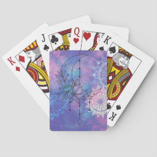 batik mandala and moon playing cards