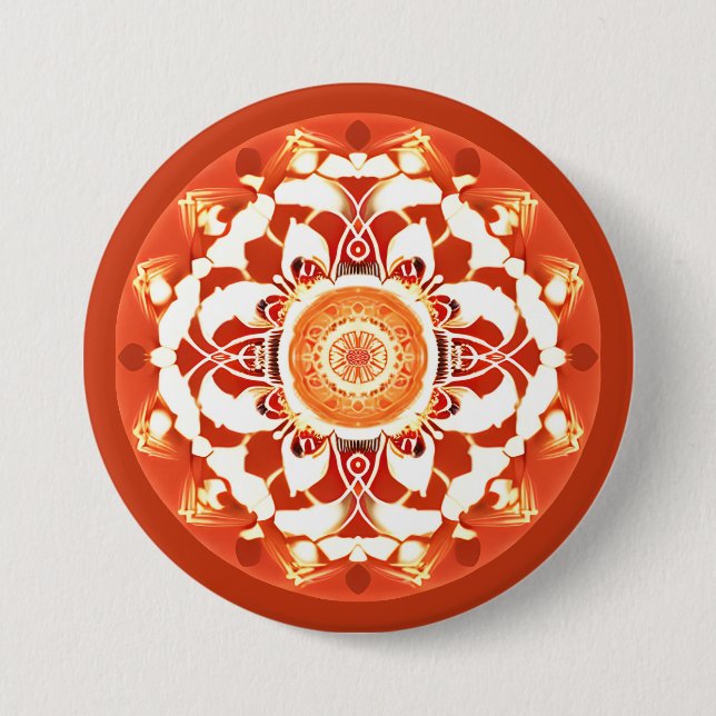 Batik Mandala Pattern in Rust Red  7.5 Cm Round Badge (Front)