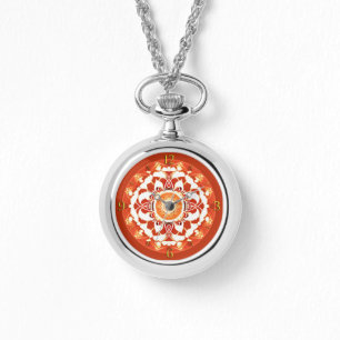 Batik Mandala Pattern in Rust Red Watch