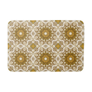 Batik Mandala Pattern Mustard Gold and Cream  Bath Bath Mat