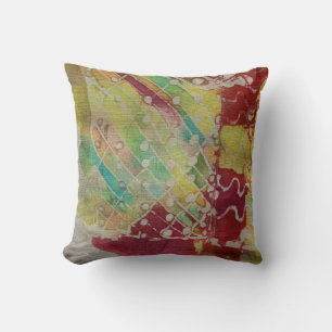 Batik Painting Boho Fiber Art Pillow