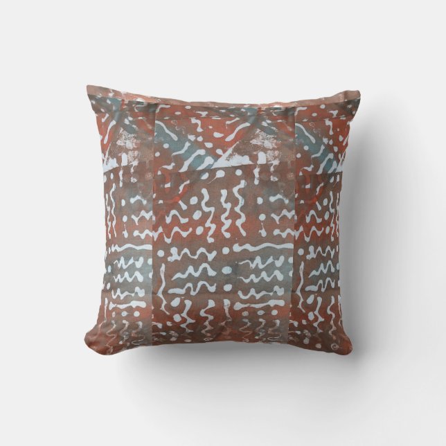 Batik Painting Boho Fibre Art Pillow (Front)