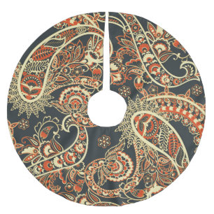 Batik Paisley: Vintage Seamless Pattern. Brushed Polyester Tree Skirt
