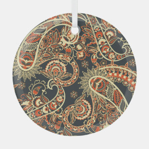 Batik Paisley: Vintage Seamless Pattern. Glass Tree Decoration