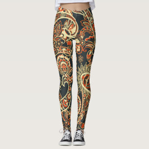 Batik Paisley: Vintage Seamless Pattern. Leggings
