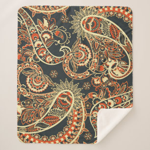 Batik Paisley: Vintage Seamless Pattern. Sherpa Blanket