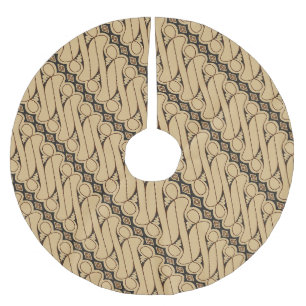 Batik Parang, Indonesian Pattern, Javanese, Ethnic Brushed Polyester Tree Skirt