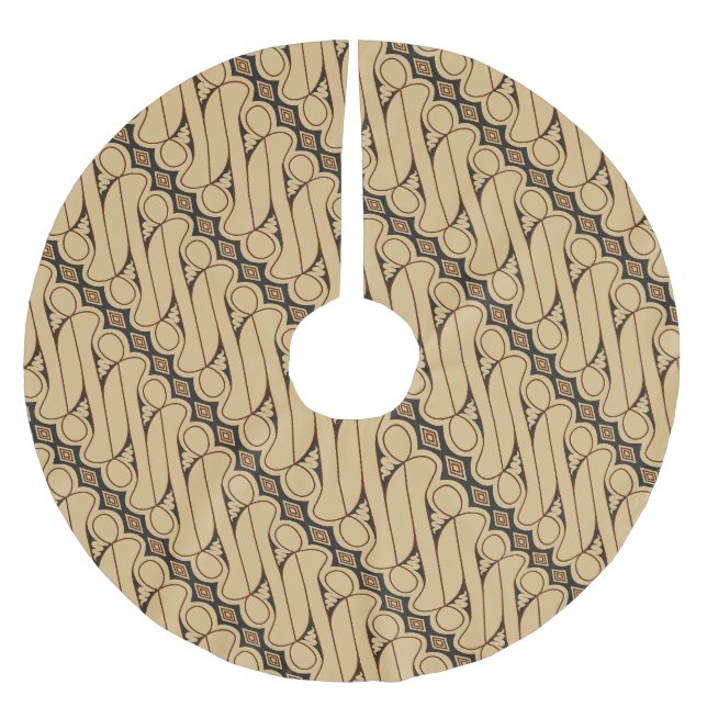 Batik Parang, Indonesian Pattern, Javanese, Ethnic Brushed Polyester Tree Skirt (Front)