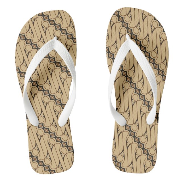Batik Parang, Indonesian Pattern, Javanese, Ethnic Flip Flops (Footbed)